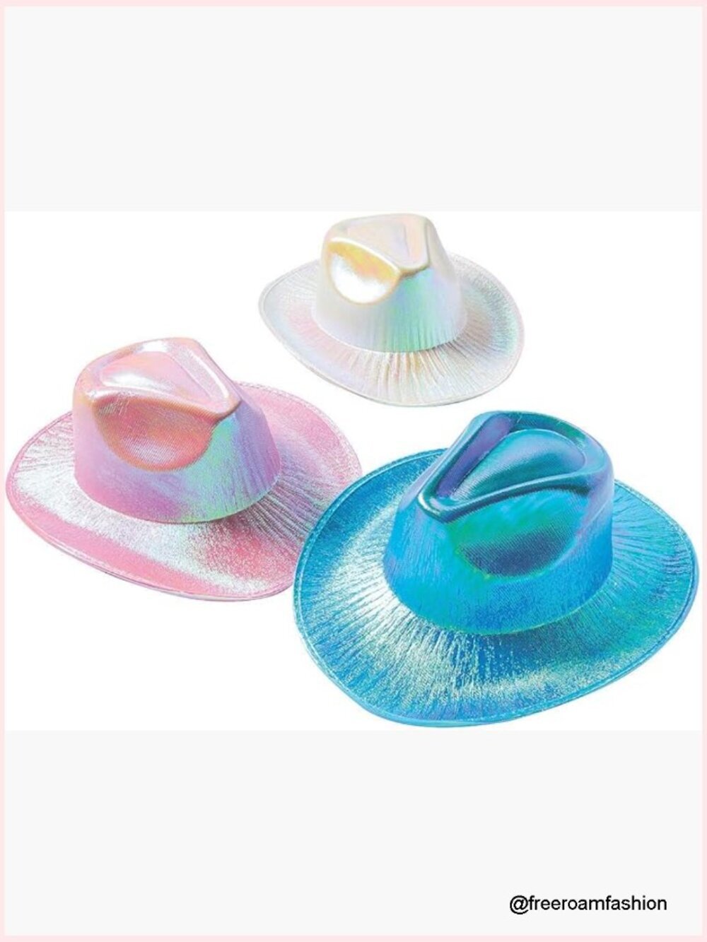 Iridescent Holographic Cowboy Hats - Set of 6 - Cowgirl Party Supplies